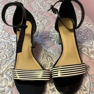 Black and white sandals